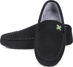 Roxoni Men Slippers, Suede Moccasin Slipper with Memory Foam