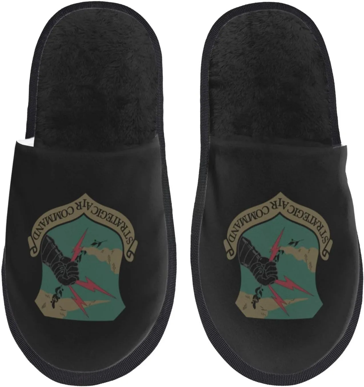 SAC shield, olive drab version Slippers For Women Men Cozy Indoor And Outdoor Slip On Slippers Fuzzy House Shoes