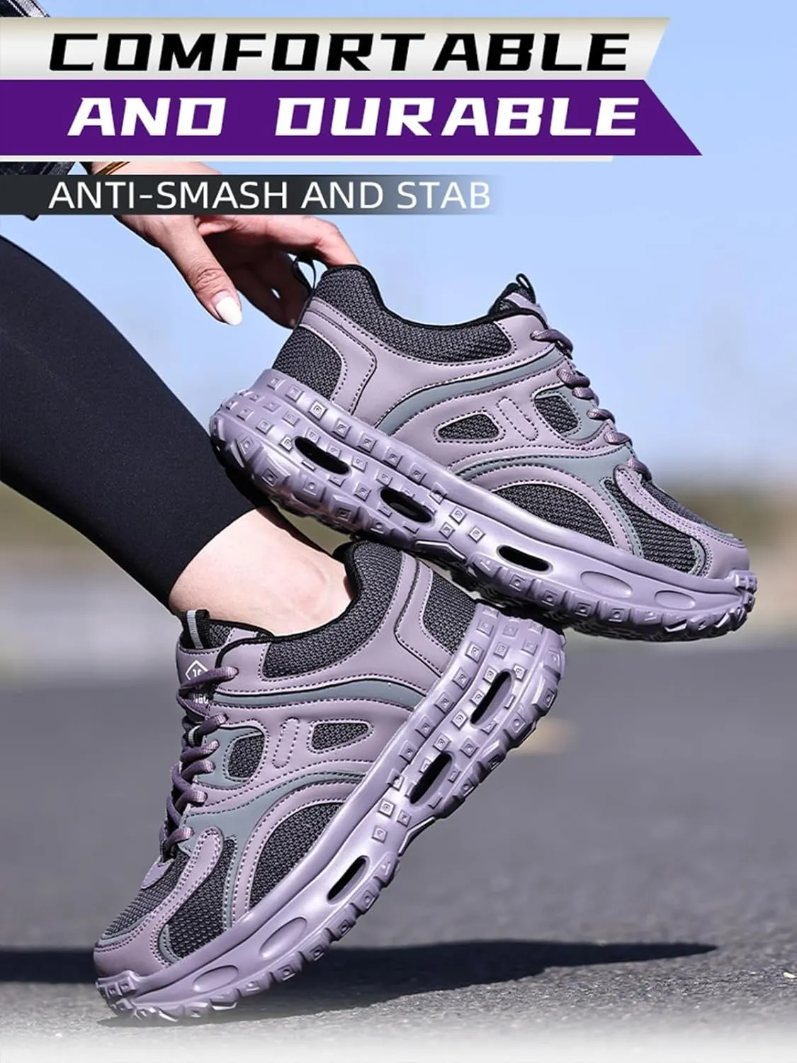Safety Work Shoes for Men & Women - Steel Toe Anti-Smash Anti-Puncture Lightweight Slip-Resistant Industrial Boots, Breathable & Comfortable Protective Footwear