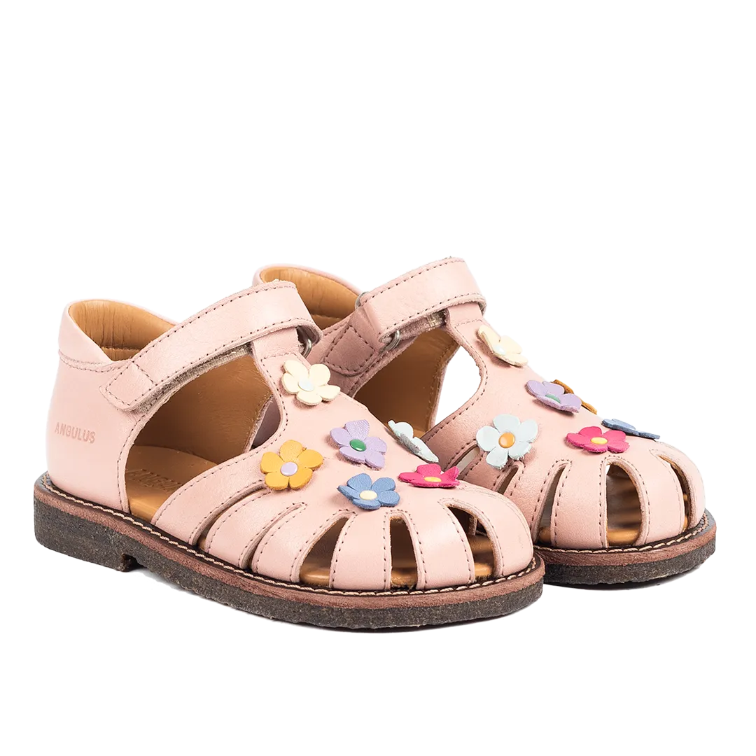 Sandal with floral applications
