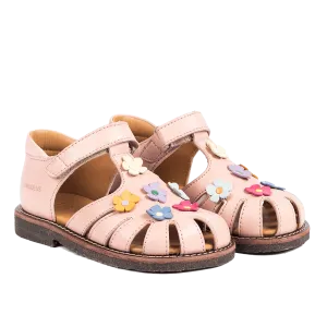 Sandal with floral applications