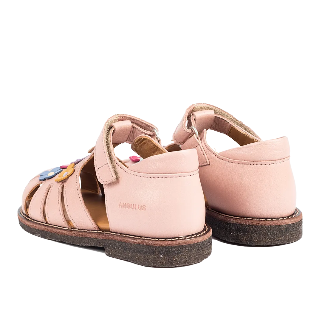 Sandal with floral applications