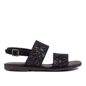 sandal with sparkling black glitter