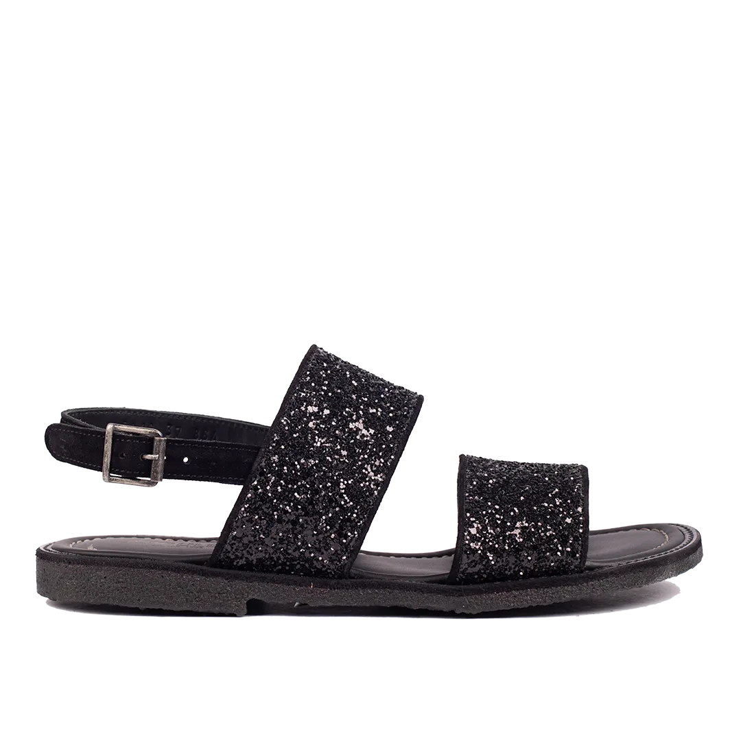 sandal with sparkling black glitter