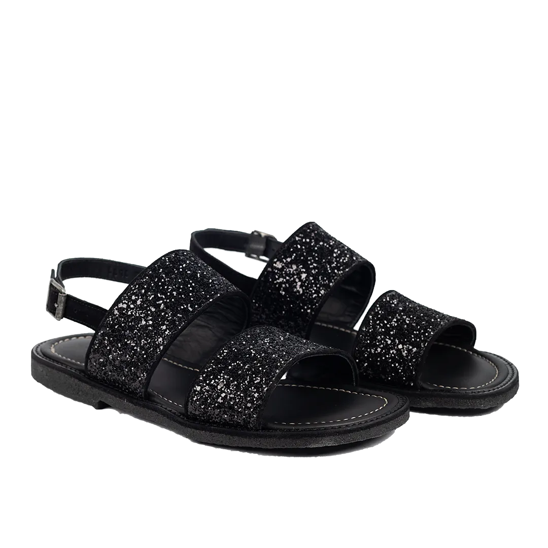 sandal with sparkling black glitter