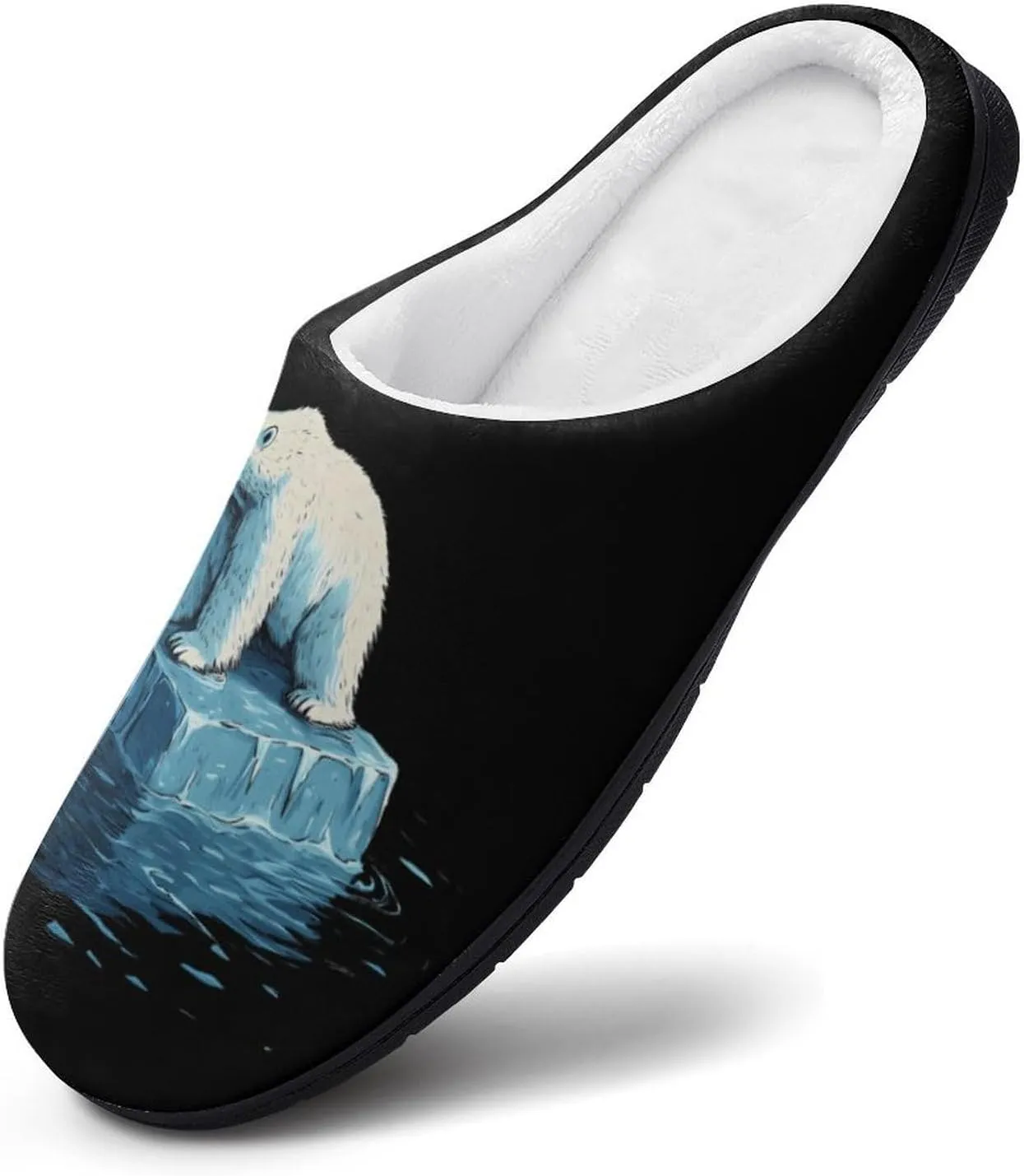 Save Polar Bears Melting Glaciers Warm Slippers for Women Lightweight House Slipper Winter Indoor Outdoor