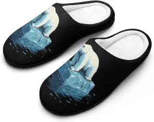 Save Polar Bears Melting Glaciers Warm Slippers for Women Lightweight House Slipper Winter Indoor Outdoor