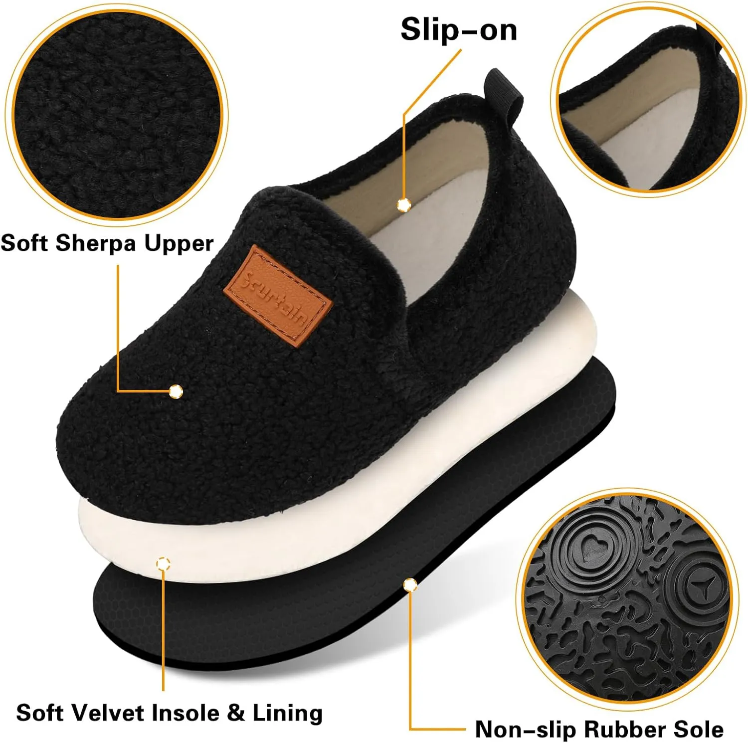 Scurtain Unisex Big Kids Little Kids Slippers Socks Artificial Woolen Slippers with Non-slip Rubber Sole for Big Boys Girls Little Boys Girls