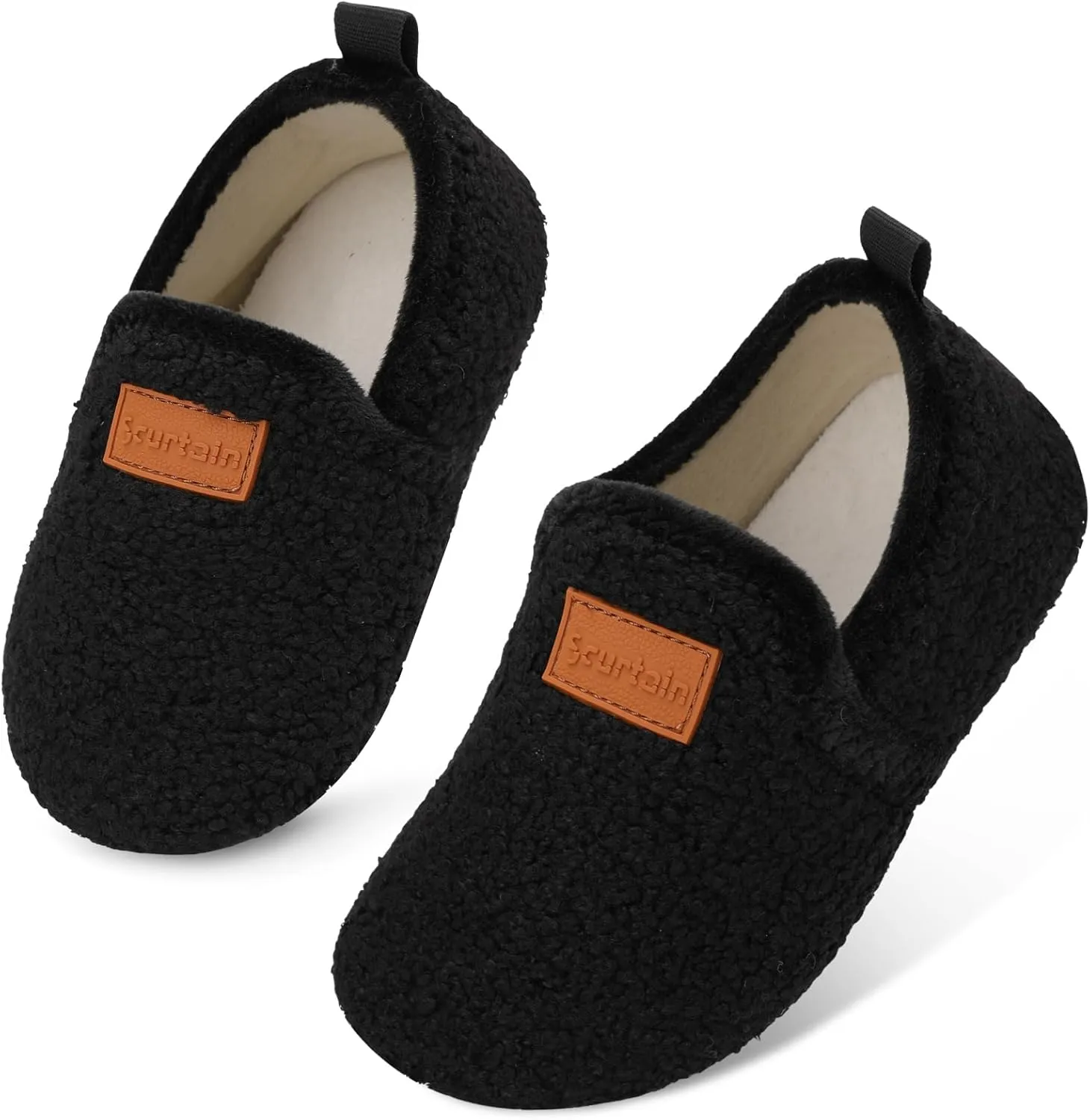 Scurtain Unisex Big Kids Little Kids Slippers Socks Artificial Woolen Slippers with Non-slip Rubber Sole for Big Boys Girls Little Boys Girls