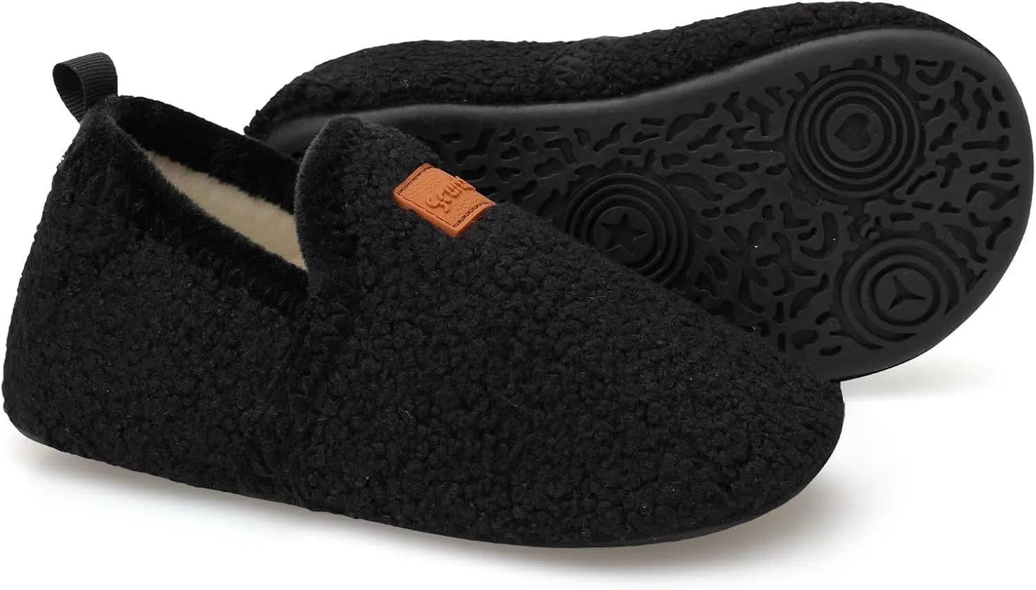 Scurtain Unisex Big Kids Little Kids Slippers Socks Artificial Woolen Slippers with Non-slip Rubber Sole for Big Boys Girls Little Boys Girls