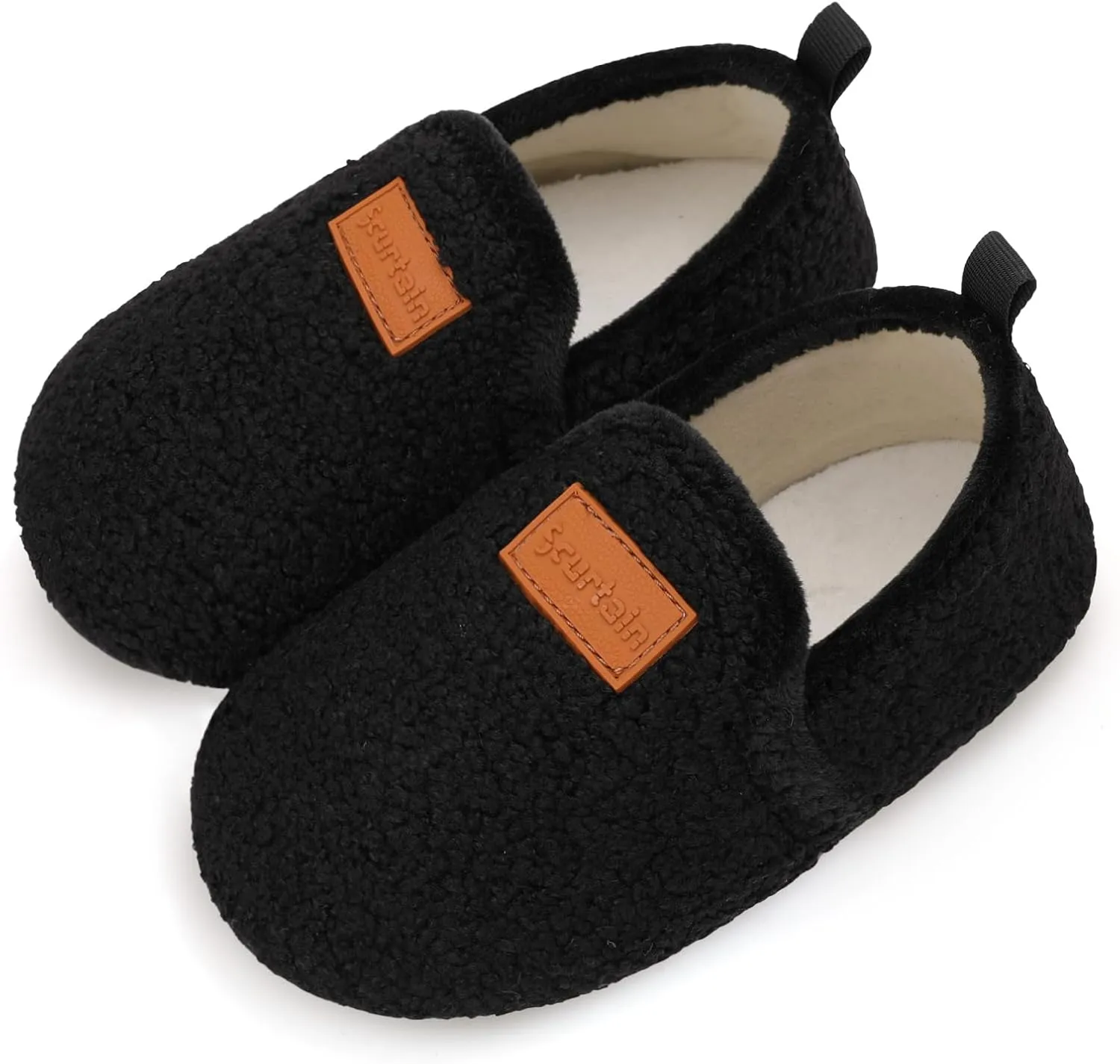 Scurtain Unisex Big Kids Little Kids Slippers Socks Artificial Woolen Slippers with Non-slip Rubber Sole for Big Boys Girls Little Boys Girls