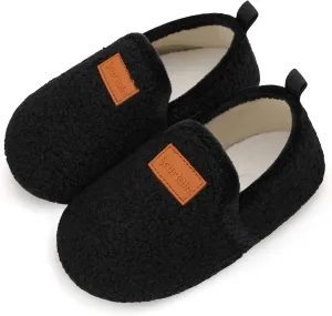 Scurtain Unisex Big Kids Little Kids Slippers Socks Artificial Woolen Slippers with Non-slip Rubber Sole for Big Boys Girls Little Boys Girls