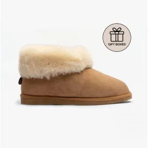 Shepherd JUBILEUM 631 Womens Sheepskin Slipper Boots Chestnut