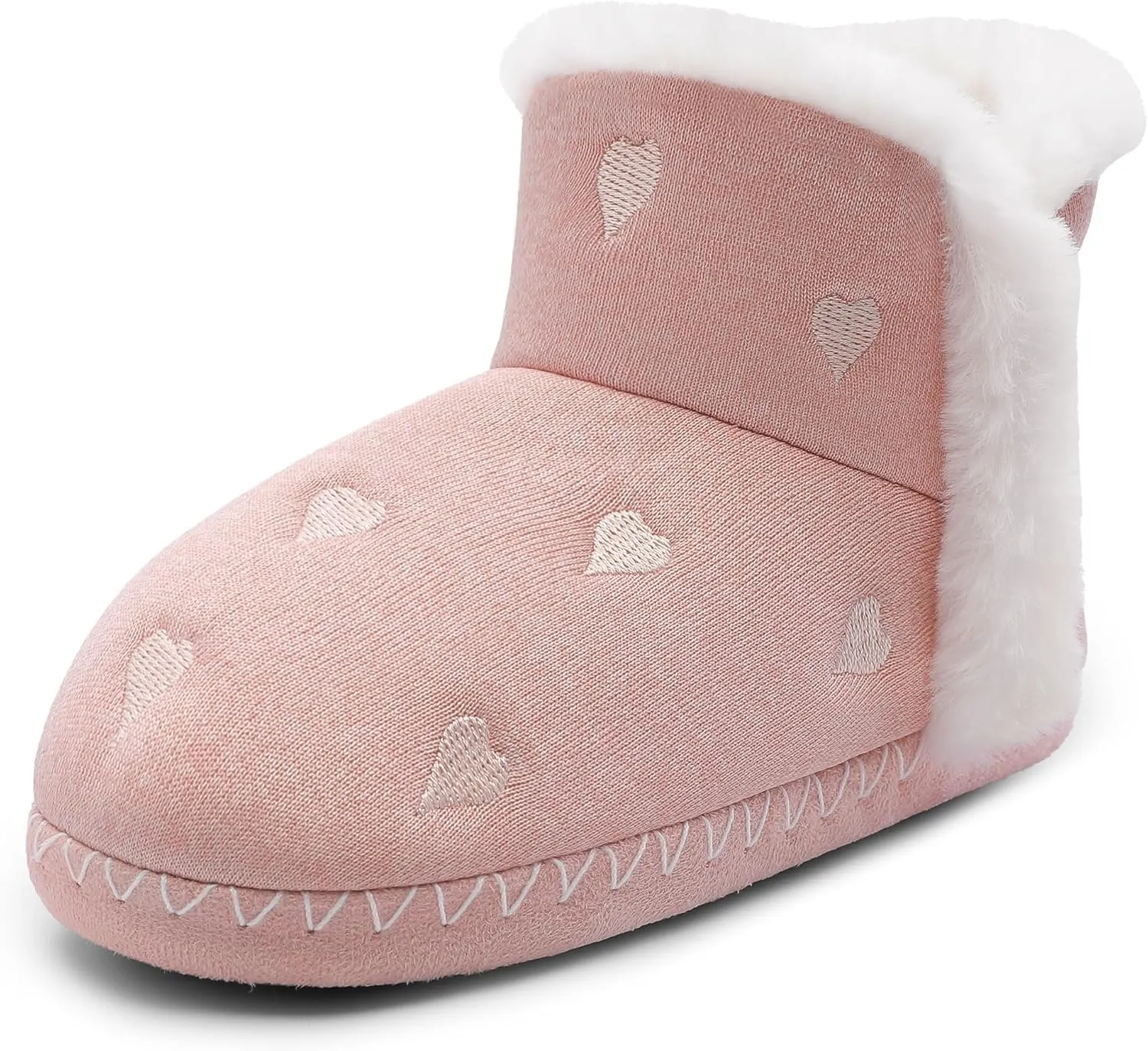 shoeslocker Girls Cute Bootie Slippers, Winter Warm Plush Memory Foam Booties House Shoes for Girls
