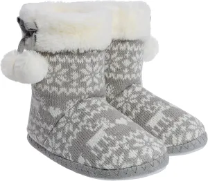 Shoeslocker Girls Winter Warm Bootie Slippers with Memory Foam - House Slipper Boots for Big and Little Girls