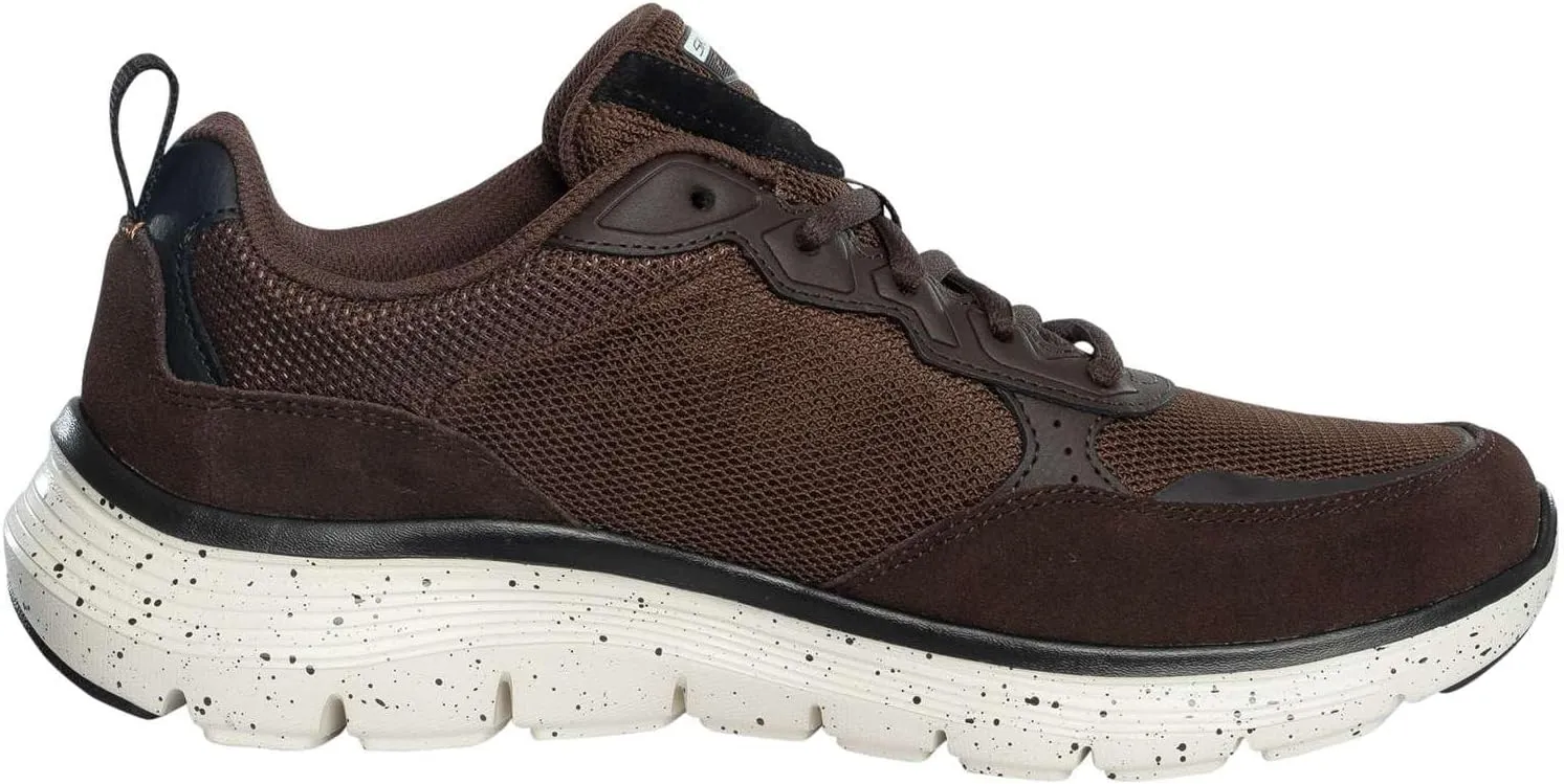 Skechers Men's Flex Advantage 5.0 Trainers, Brown Suede mesh duraleather Black Trim