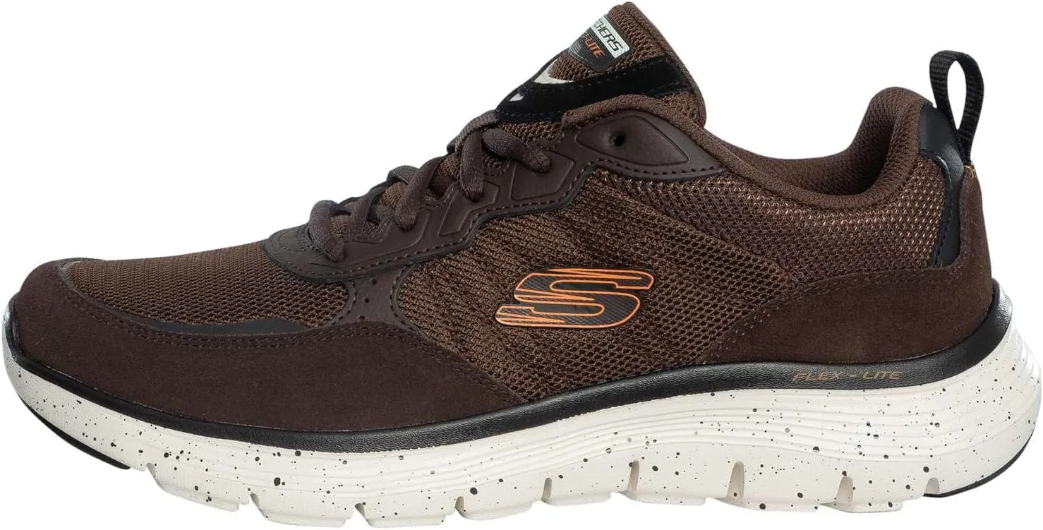 Skechers Men's Flex Advantage 5.0 Trainers, Brown Suede mesh duraleather Black Trim