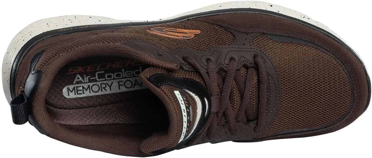 Skechers Men's Flex Advantage 5.0 Trainers, Brown Suede mesh duraleather Black Trim