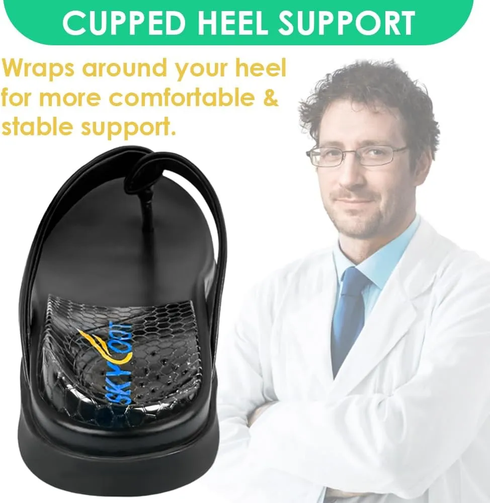 Skyfoot 2 Pairs Heel Wedges for Over Supination & Over Pronation, Re-Usable Adhesive Medial & Lateral Corrective Heel Inserts for Foot Alignment, Bow Legs (Clear, Large: Women 8-11 | Men 7.5-12.5)