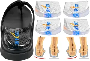 Skyfoot 2 Pairs Heel Wedges for Over Supination & Over Pronation, Re-Usable Adhesive Medial & Lateral Corrective Heel Inserts for Foot Alignment, Bow Legs (Clear, Large: Women 8-11 | Men 7.5-12.5)