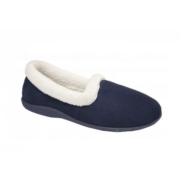Sleepers SANDIE II Womens Textile Collared Full Slippers Navy
