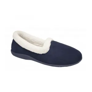 Sleepers SANDIE II Womens Textile Collared Full Slippers Navy