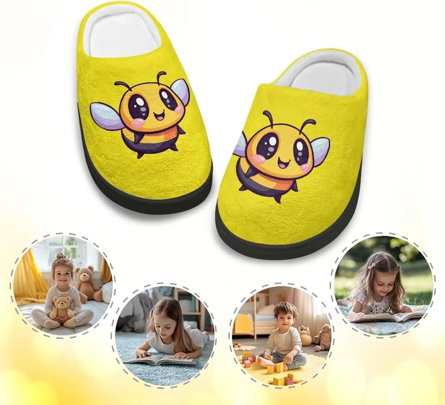 Slippers for Kids Anti-slip Plush Slippers Warm House Shoes Winter Bedroom Slippers