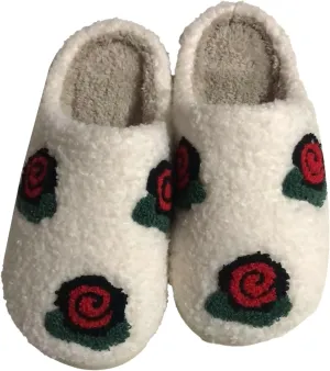 Slippers Women Fuzzy Valentines House Rose Heart Bedroom Platform Fleece Slipper Indoor Couple Warm Cozy Winter Home Non Slip Wool Lined Shoes