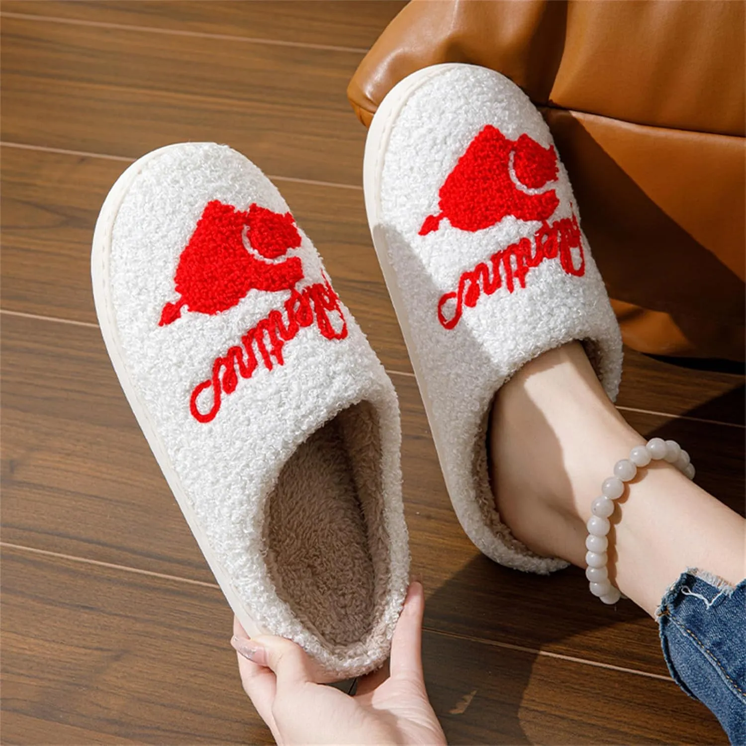 Slippers Women Fuzzy Valentines House Rose Heart Bedroom Platform Fleece Slipper Indoor Couple Warm Cozy Winter Home Non Slip Wool Lined Shoes