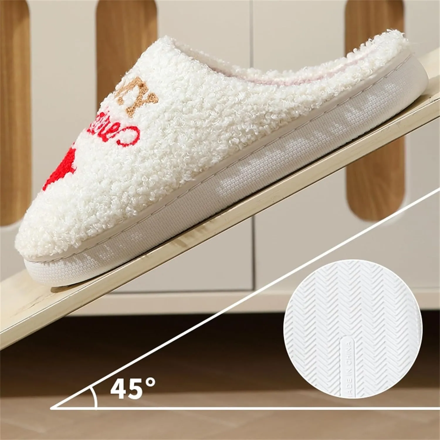 Slippers Women Fuzzy Valentines House Rose Heart Bedroom Platform Fleece Slipper Indoor Couple Warm Cozy Winter Home Non Slip Wool Lined Shoes