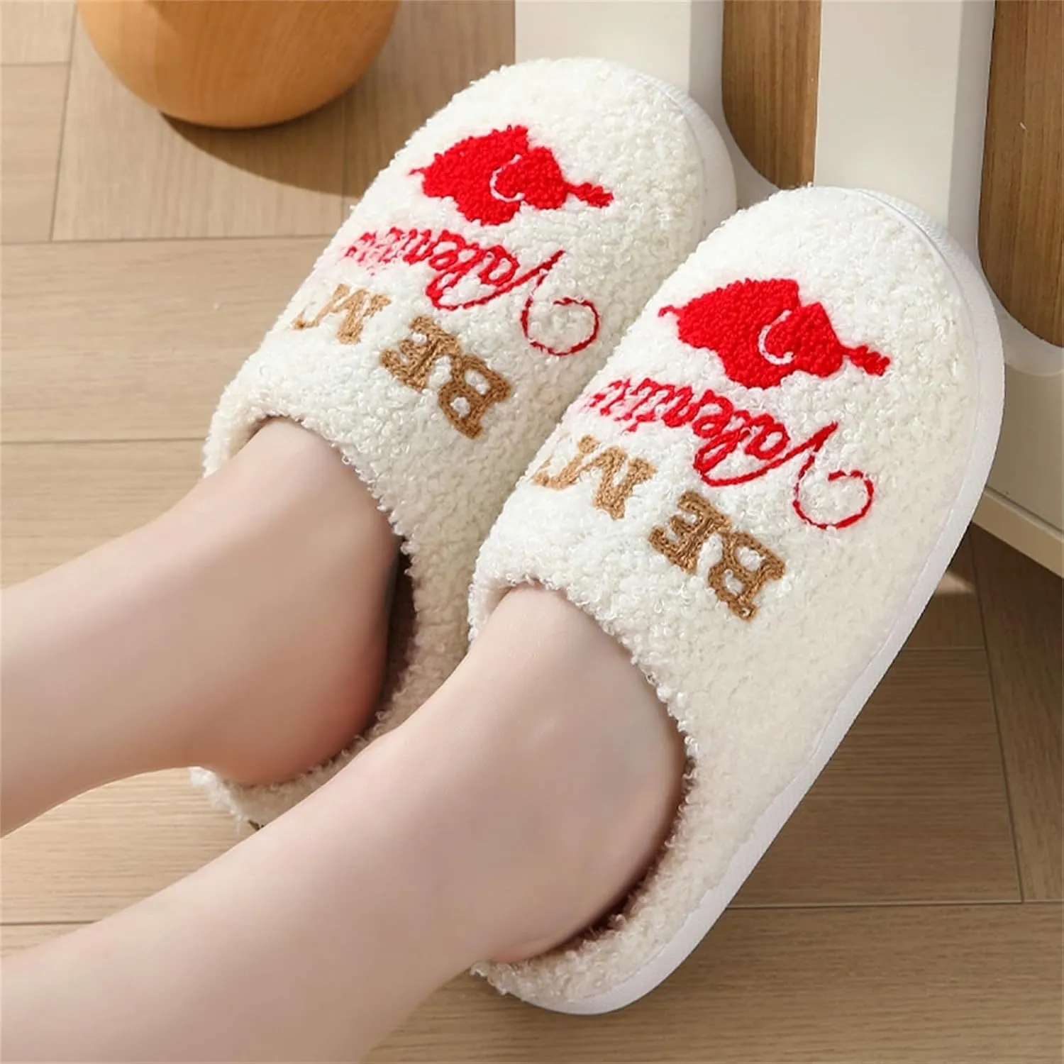 Slippers Women Fuzzy Valentines House Rose Heart Bedroom Platform Fleece Slipper Indoor Couple Warm Cozy Winter Home Non Slip Wool Lined Shoes
