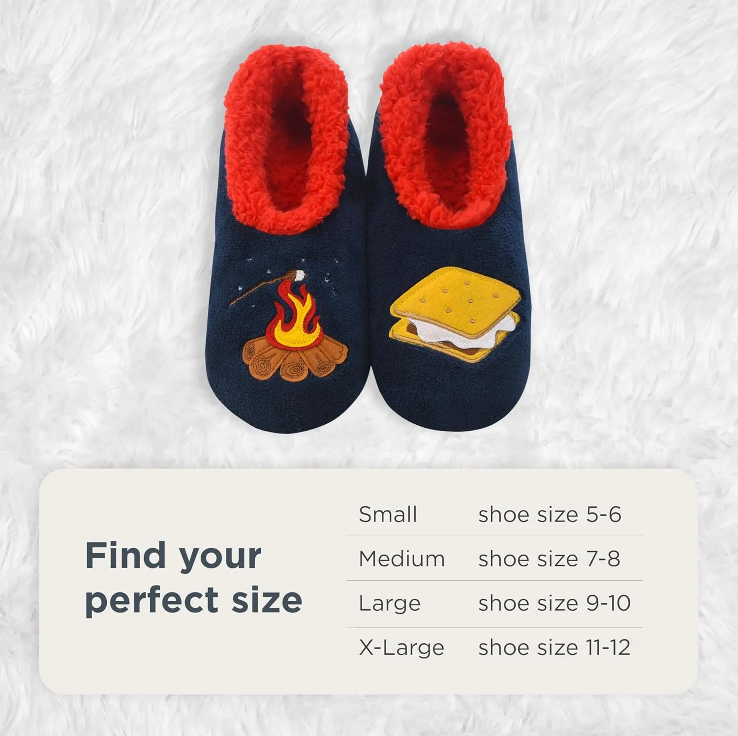 Snoozies Pairable Slipper Socks - Funny House Slippers for Women, Non-Slip Fuzzy Slipper Socks - Happy Camper