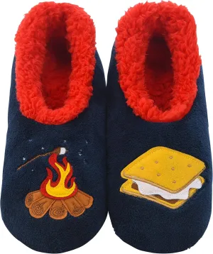 Snoozies Pairable Slipper Socks - Funny House Slippers for Women, Non-Slip Fuzzy Slipper Socks - Happy Camper