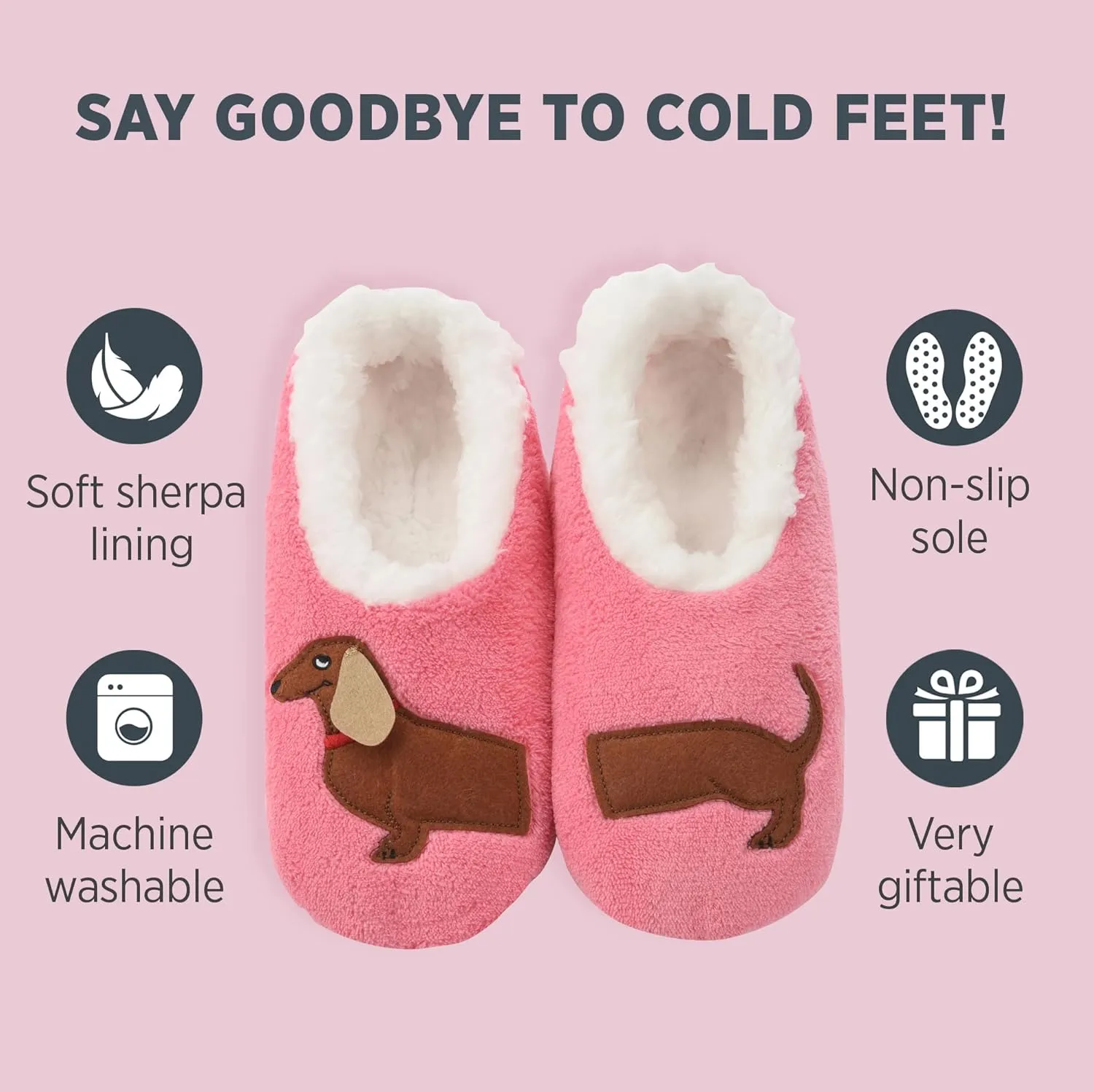 Snoozies Pairable Slipper Socks - Funny House Slippers for Women, Non-Slip Fuzzy Slipper Socks