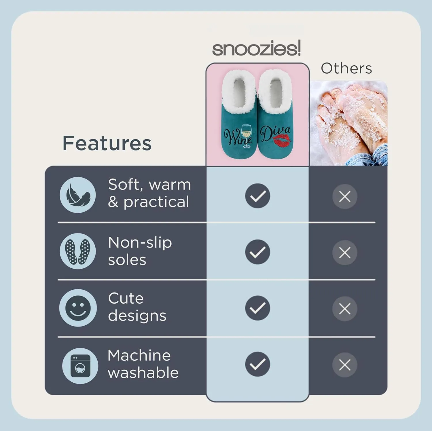 Snoozies Pairables Sherpa-lined Slipper Socks - Fuzzy and Cute Slippers for Women with Non-Slip Sole - Ladies Warm Slippers