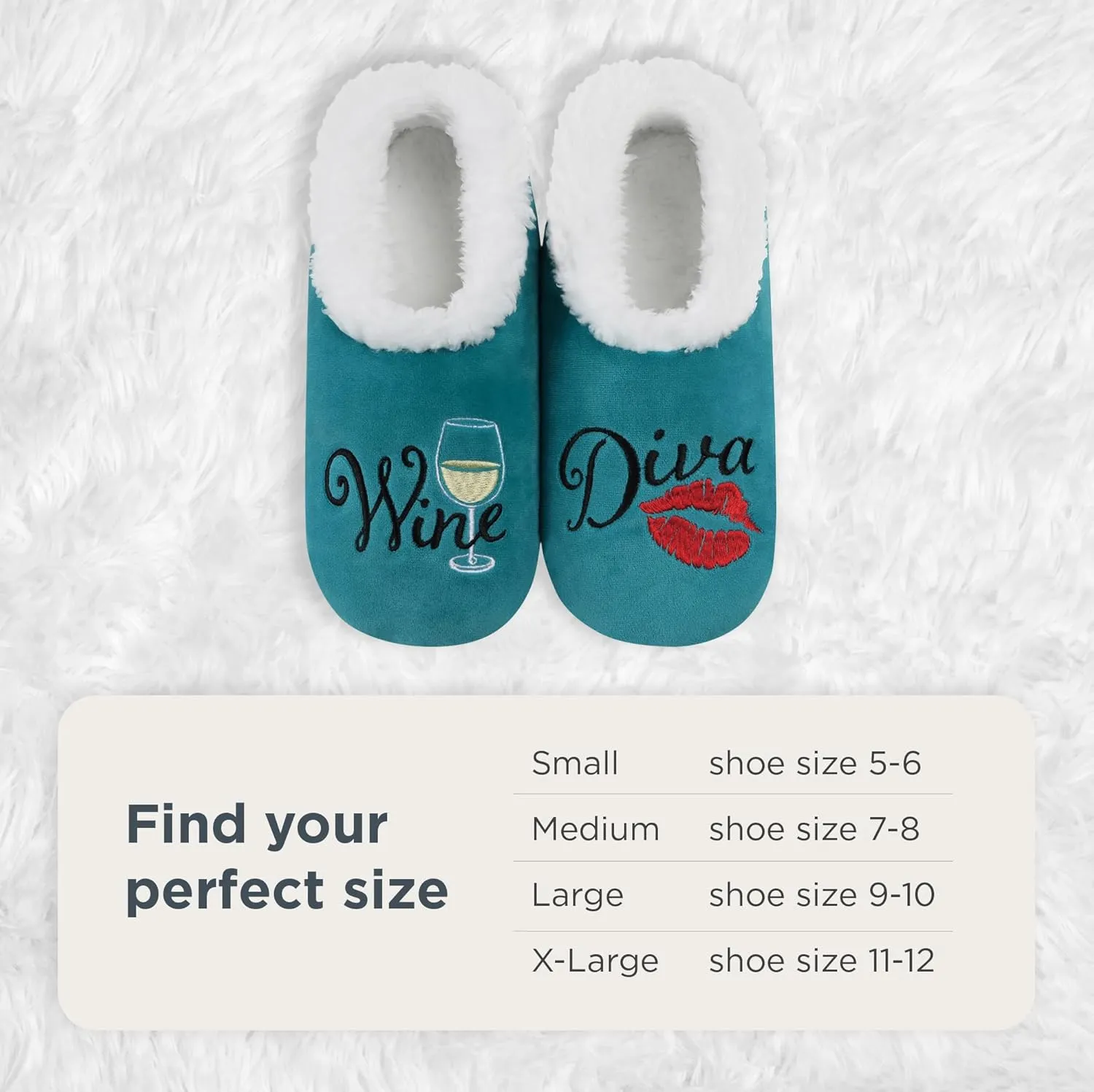 Snoozies Pairables Sherpa-lined Slipper Socks - Fuzzy and Cute Slippers for Women with Non-Slip Sole - Ladies Warm Slippers