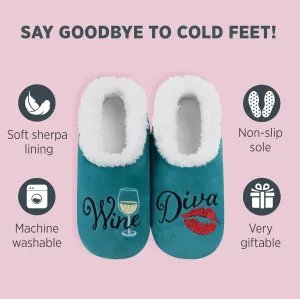 Snoozies Pairables Sherpa-lined Slipper Socks - Fuzzy and Cute Slippers for Women with Non-Slip Sole - Ladies Warm Slippers