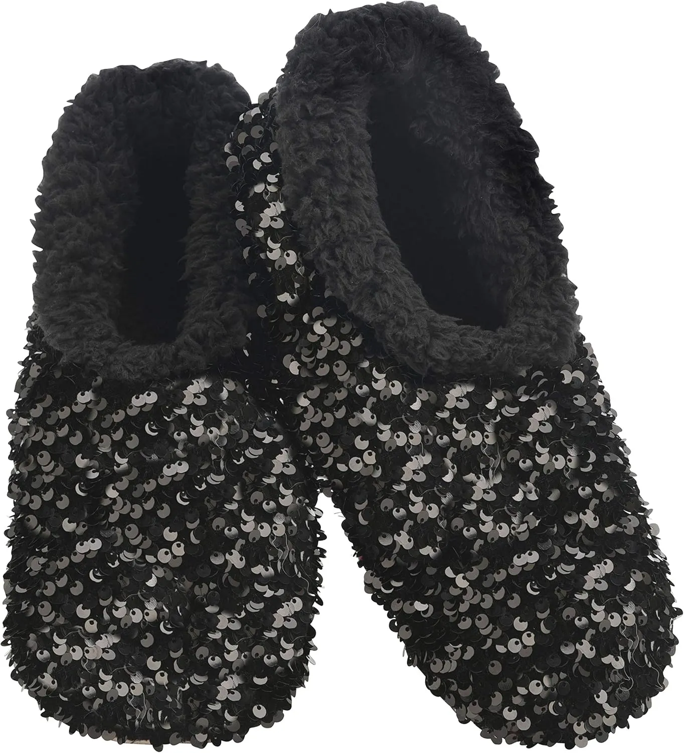 Snoozies Womens Slipper Socks - Cozy Slippers for Women - Fuzzy House Slippers for Indoor Use - Non Slip Socks - Womens Sequin Glam