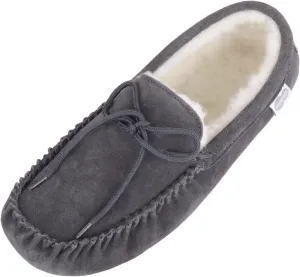 SNUGRUGS Men's Alfie Wool Lined Suede Sole Moccasin Slipper