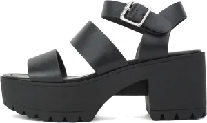 Soda ACCOUNT ~ Women Open Toe Two Bands Lug sole Fashion Block Heel Sandals with Adjustable Ankle Strap