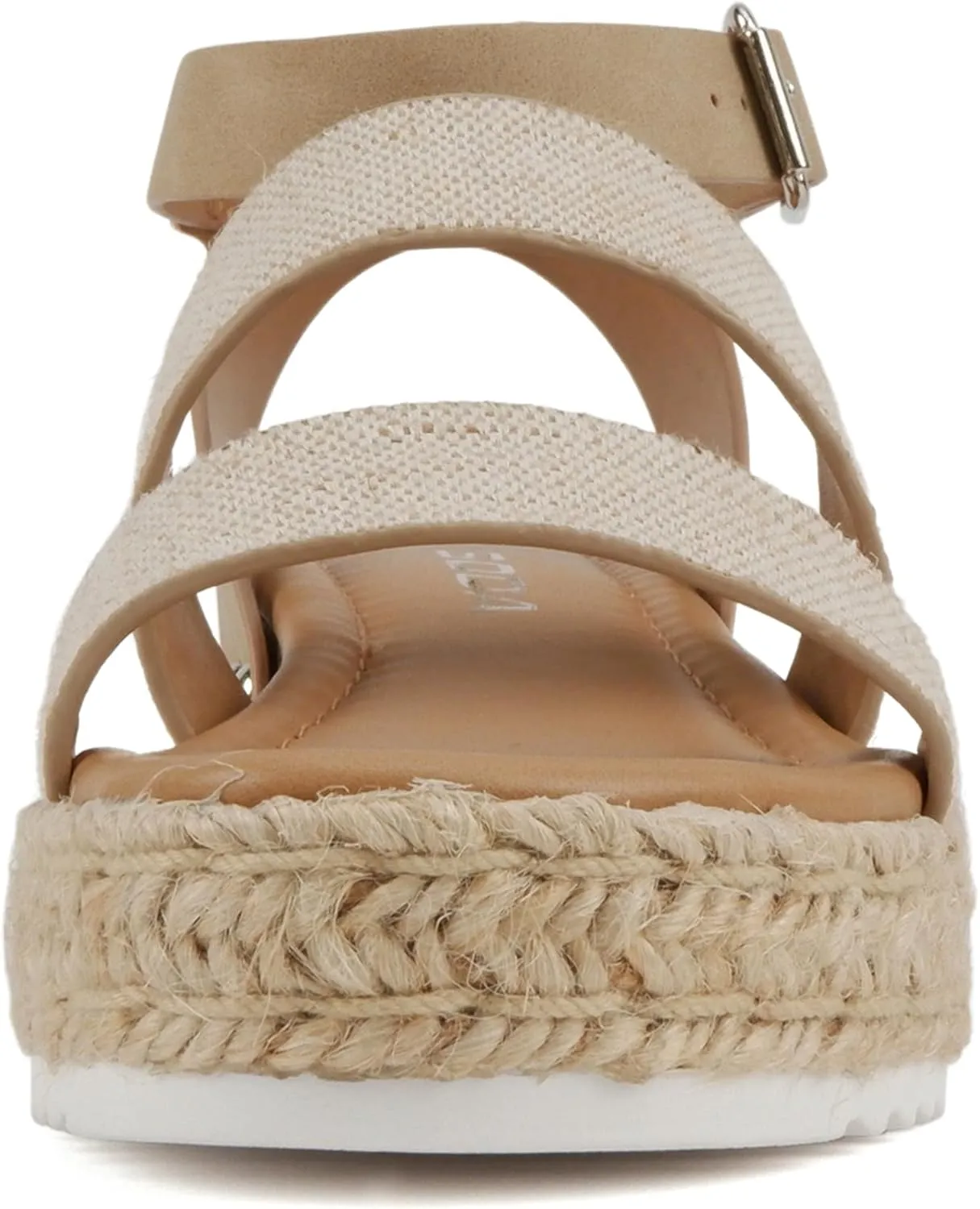 Soda BRYCE-2 Kids/Children/Girls Open Toe Two Bands Espadrille Jute Platform Wedge Casual Fashion Flatform Sandals with Buckle Ankle Strap