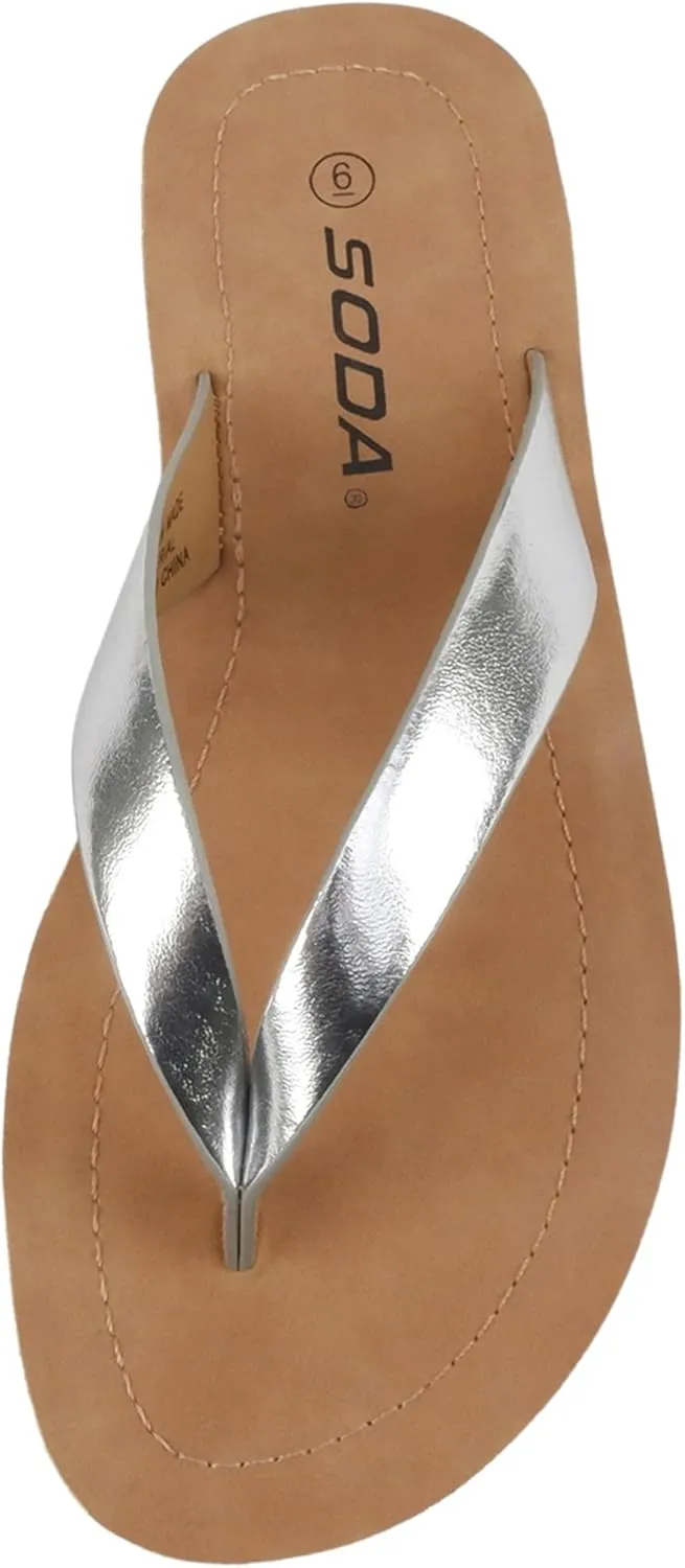 Soda Shoes Women Flip Flops Basic Plain Slippers Thongs Sandals Strap Casual Beach Ella-S