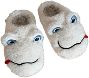 Solyinne Women's Cute Frog Slippers - Winter Warm Fluffy Fleece Indoor Outdoor Shoes