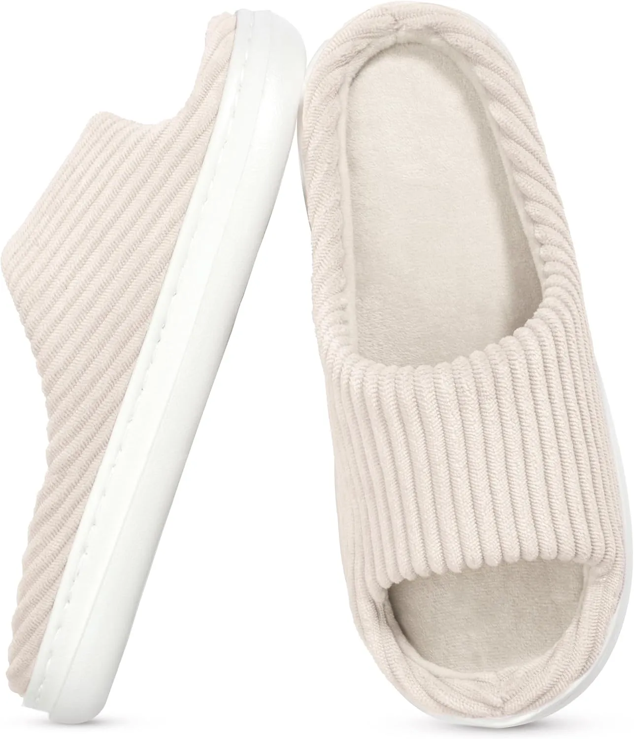 SOULROSE Summer House Memory Foam Slippers Comfy Spa Bedroom Slides Women Cloud Lightweight Waffle Cozy Open Toe Indoor Outdoor Platform Shoes