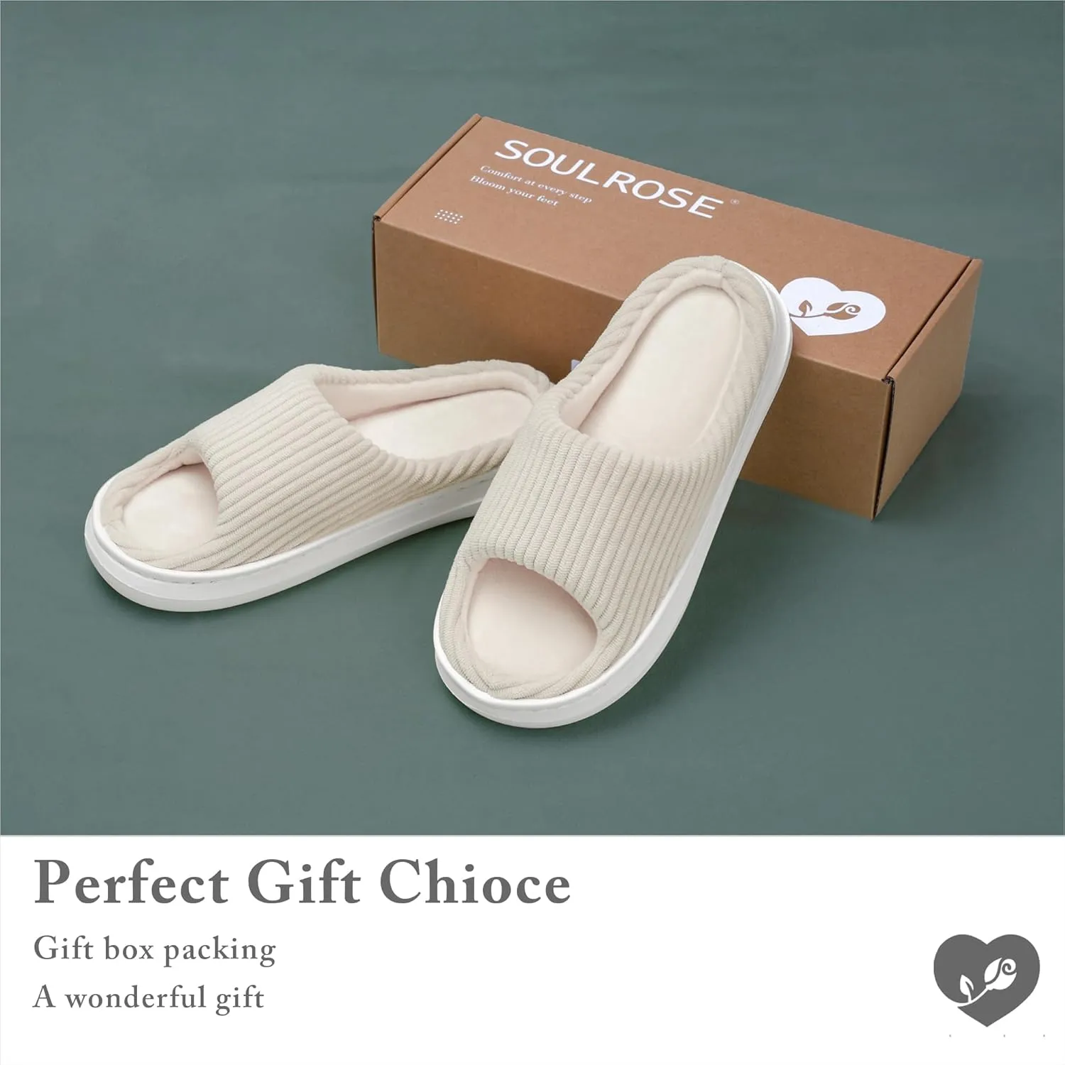 SOULROSE Summer House Memory Foam Slippers Comfy Spa Bedroom Slides Women Cloud Lightweight Waffle Cozy Open Toe Indoor Outdoor Platform Shoes