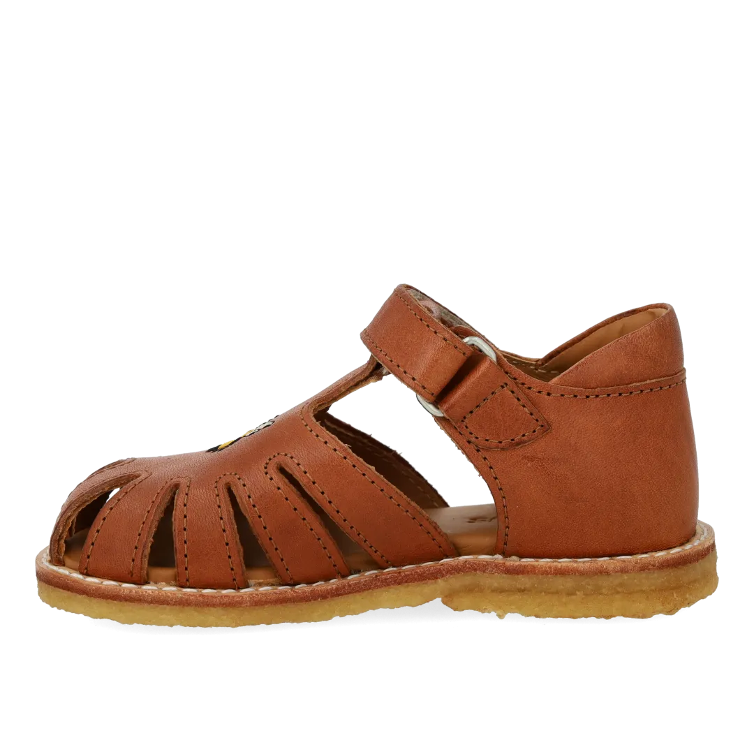 Starter sandal with bee embroidery