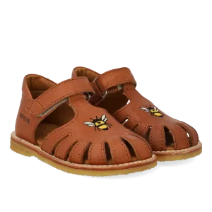 Starter sandal with bee embroidery