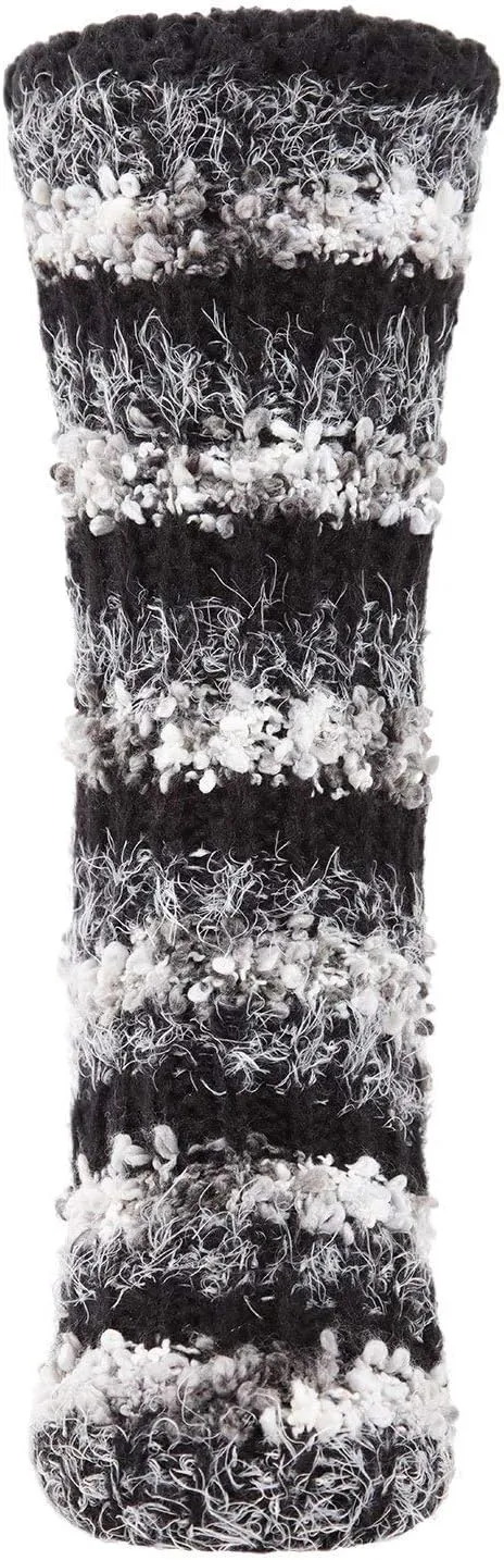 Striped Chunky Knit Plush Lined Slipper Sock