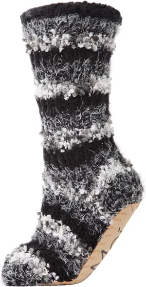 Striped Chunky Knit Plush Lined Slipper Sock