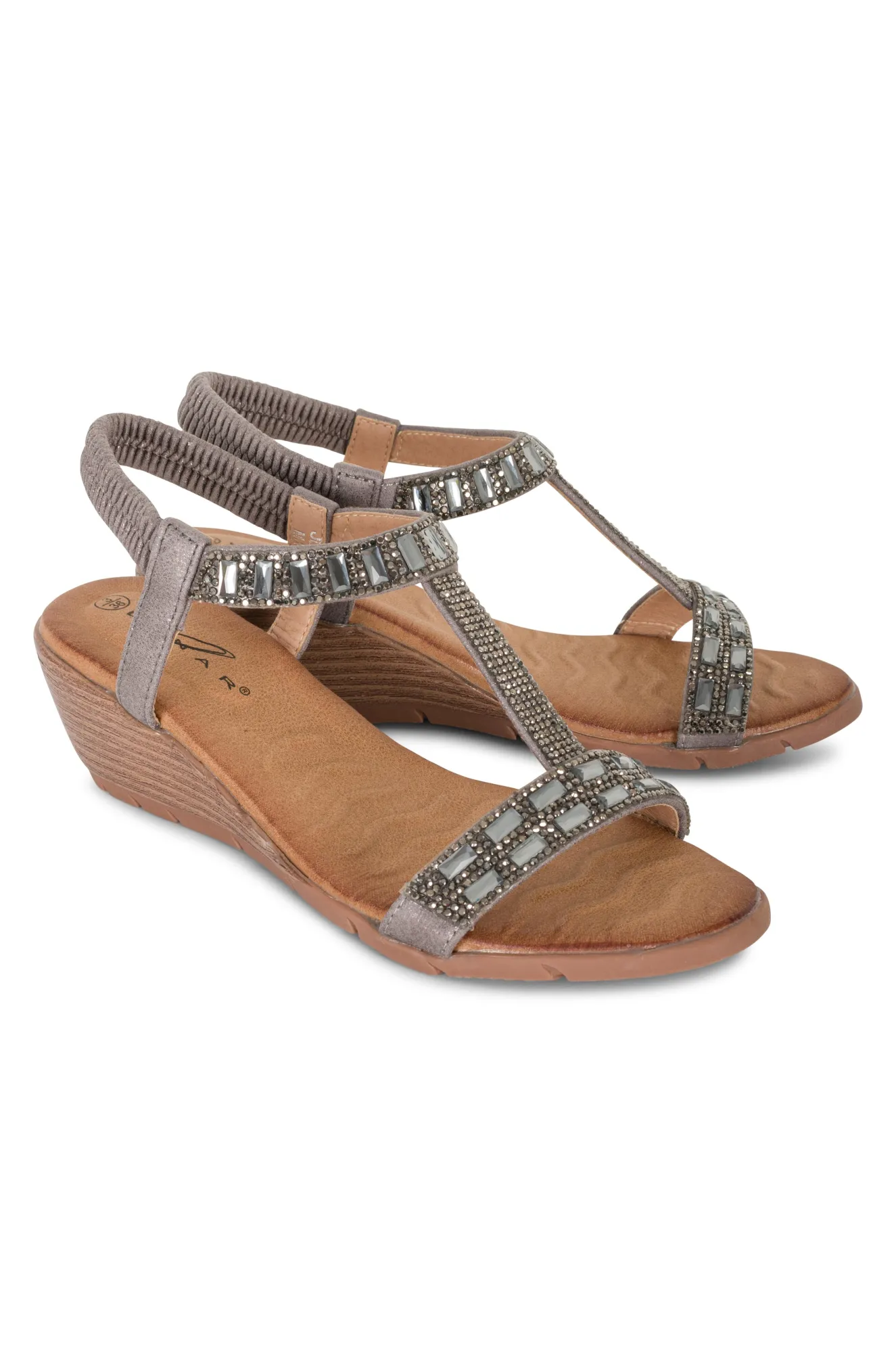 T-bar Gemstone Sandal | PEWTER | MACIE AB